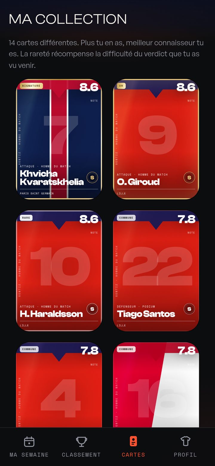 Les cartes de ceux que t'as vus venir